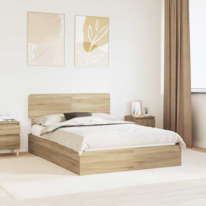Letto con Contenitore con testiera Rovere Sonoma 160 x 200 cm | homemem39