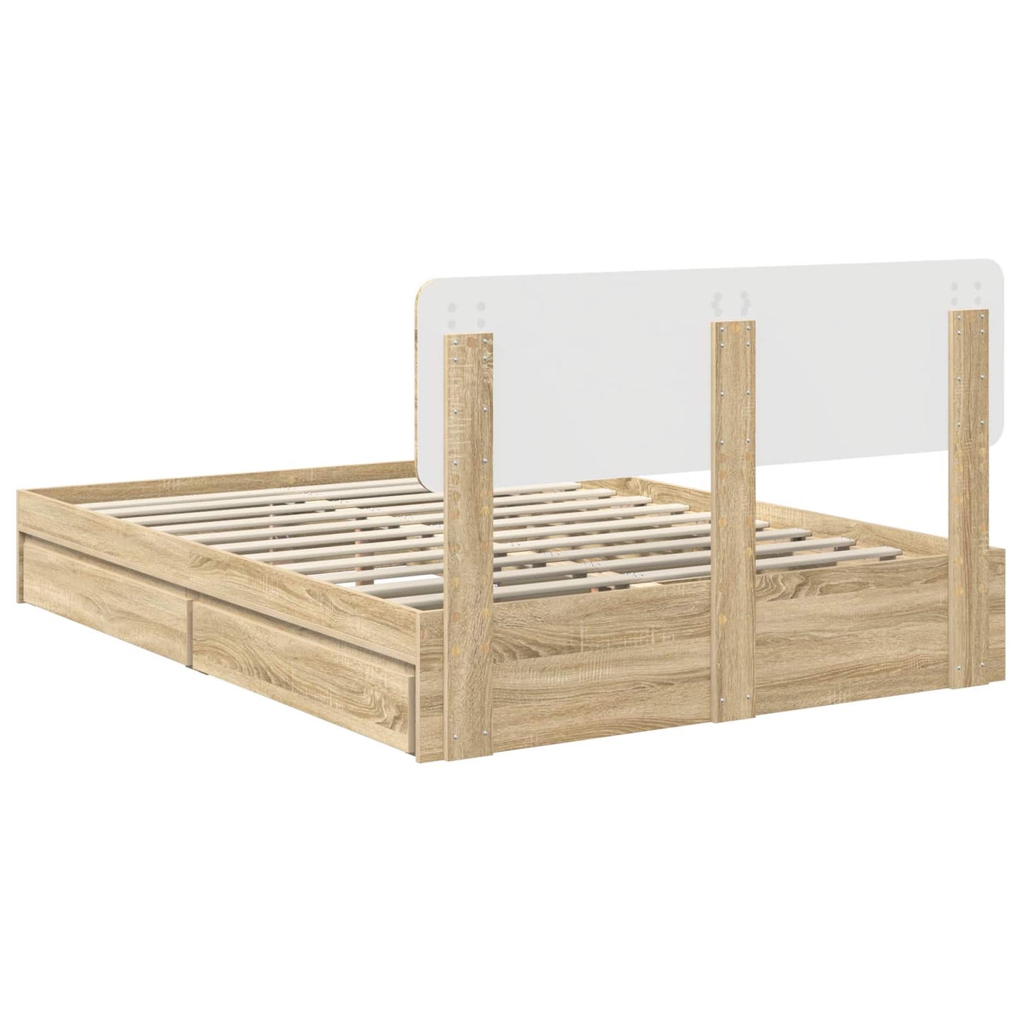 Letto con Contenitore con testiera Rovere Sonoma 160 x 200 cm | homemem39