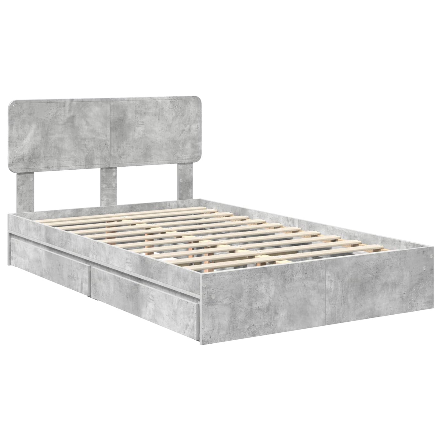 Letto con Contenitore con testiera Grigio cemento 150 x 200 cm | homemem39