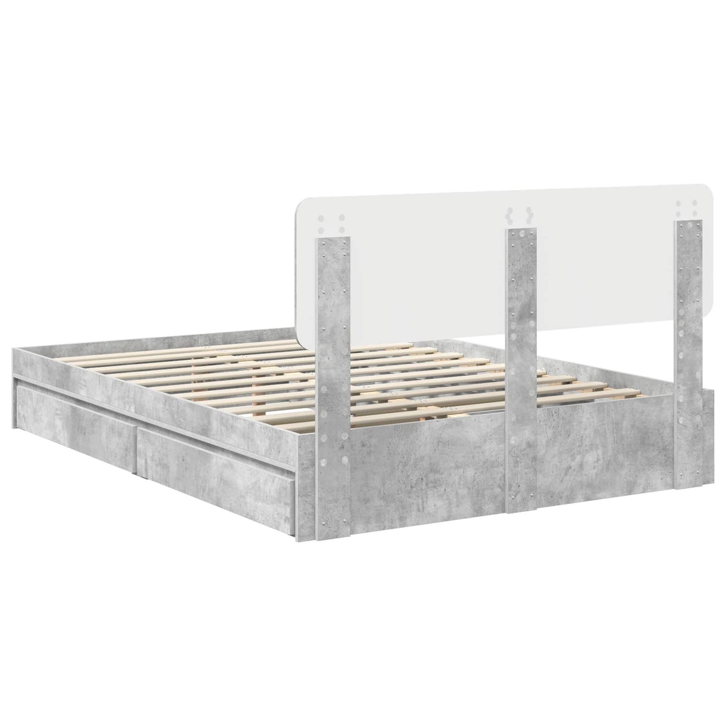 Letto con Contenitore con testiera Grigio cemento 150 x 200 cm | homemem39