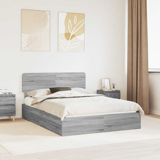 Letto con Contenitore con cassetto Grigio Sonoma 150 x 200 cm