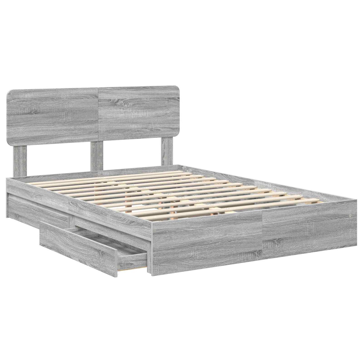 Letto con Contenitore con testiera Grigio Sonoma 150 x 200 cm | homemem39