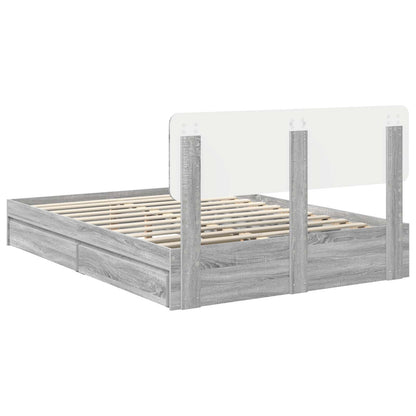 Letto con Contenitore con testiera Grigio Sonoma 150 x 200 cm | homemem39