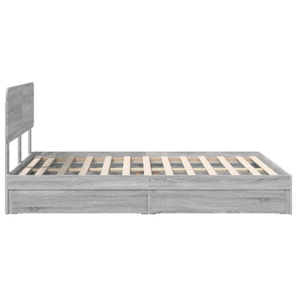 Letto con Contenitore con testiera Grigio Sonoma 150 x 200 cm | homemem39
