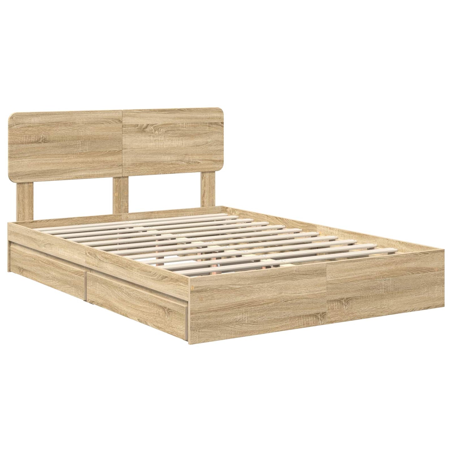 Letto con Contenitore con testiera Rovere Sonoma 140 x 200 cm | homemem39