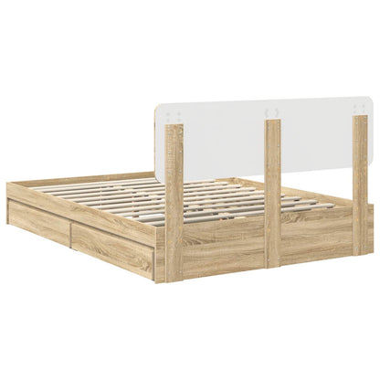 Letto con Contenitore con testiera Rovere Sonoma 140 x 200 cm | homemem39