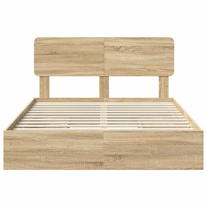 Letto con Contenitore con testiera Rovere Sonoma 140 x 200 cm | homemem39