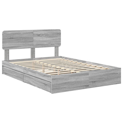 Letto con Contenitore con testiera Grigio Sonoma 140 x 200 cm | homemem39