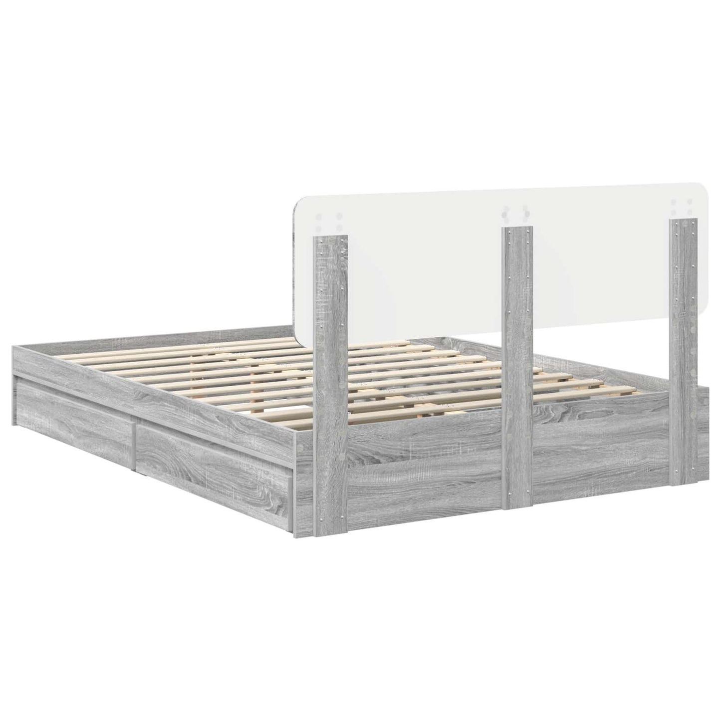 Letto con Contenitore con testiera Grigio Sonoma 140 x 200 cm | homemem39
