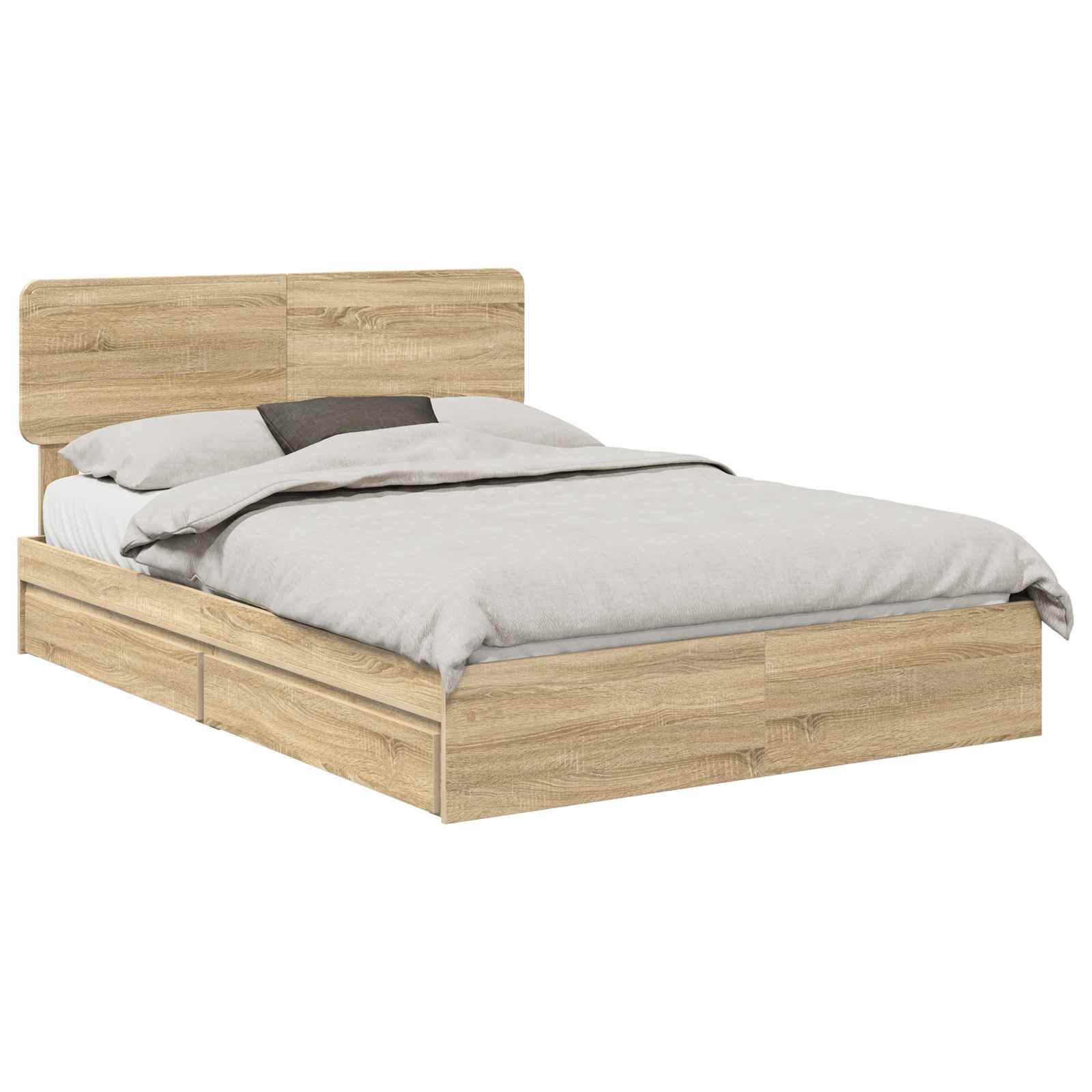 Letto con Contenitore con testiera Rovere Sonoma 140 x 190 cm | homemem39