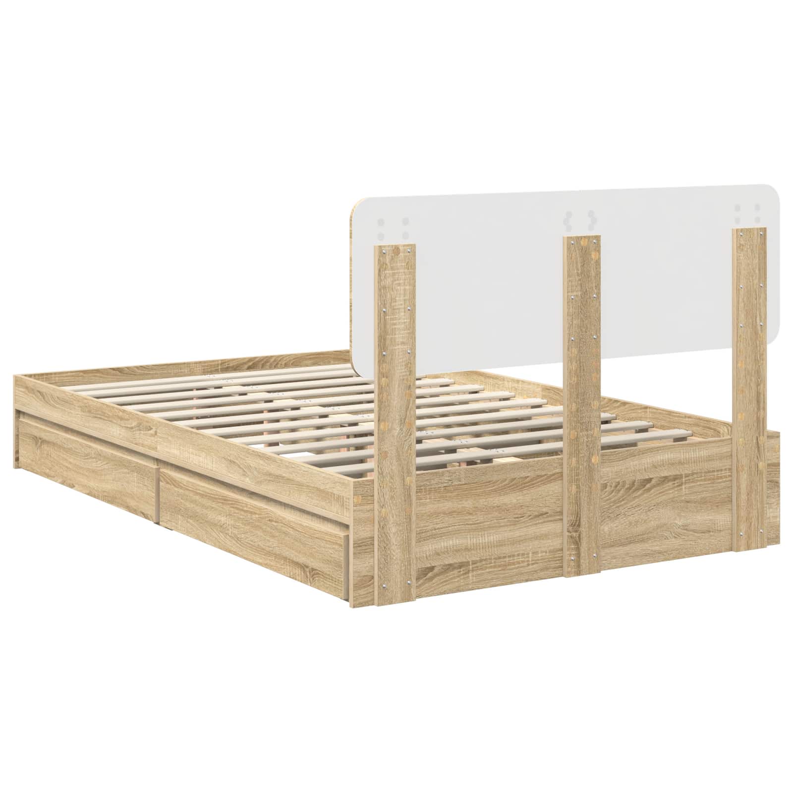 Letto con Contenitore con testiera Rovere Sonoma 135 x 190 cm | homemem39