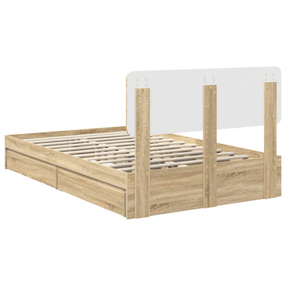 Letto con Contenitore con testiera Rovere Sonoma 135 x 190 cm | homemem39