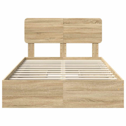 Letto con Contenitore con testiera Rovere Sonoma 135 x 190 cm | homemem39