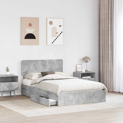 Letto con Contenitore con testiera Grigio cemento 135 x 190 cm | homemem39