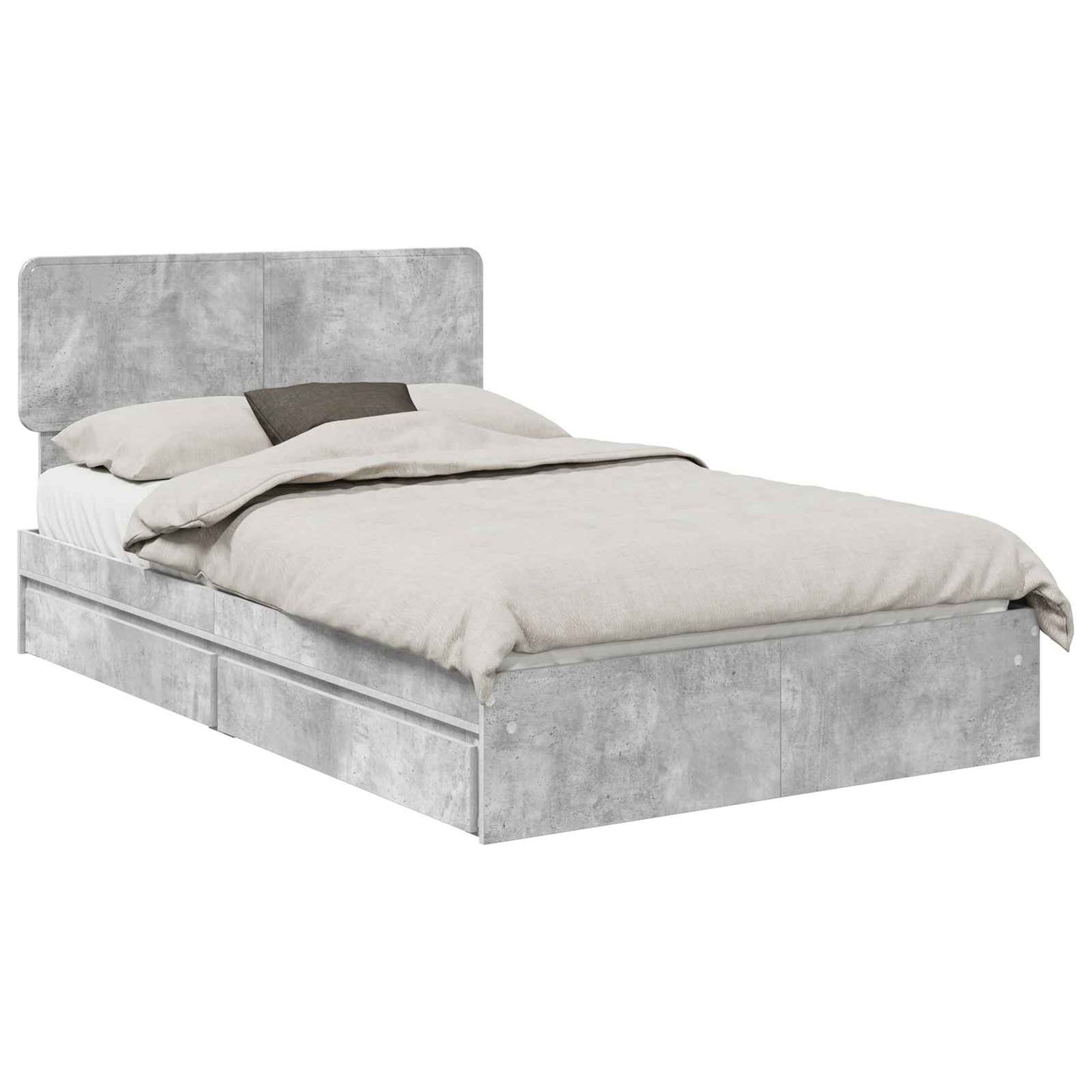 Letto con Contenitore con testiera Grigio cemento 135 x 190 cm | homemem39