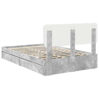Letto con Contenitore con testiera Grigio cemento 135 x 190 cm | homemem39