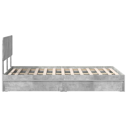 Letto con Contenitore con testiera Grigio cemento 135 x 190 cm | homemem39