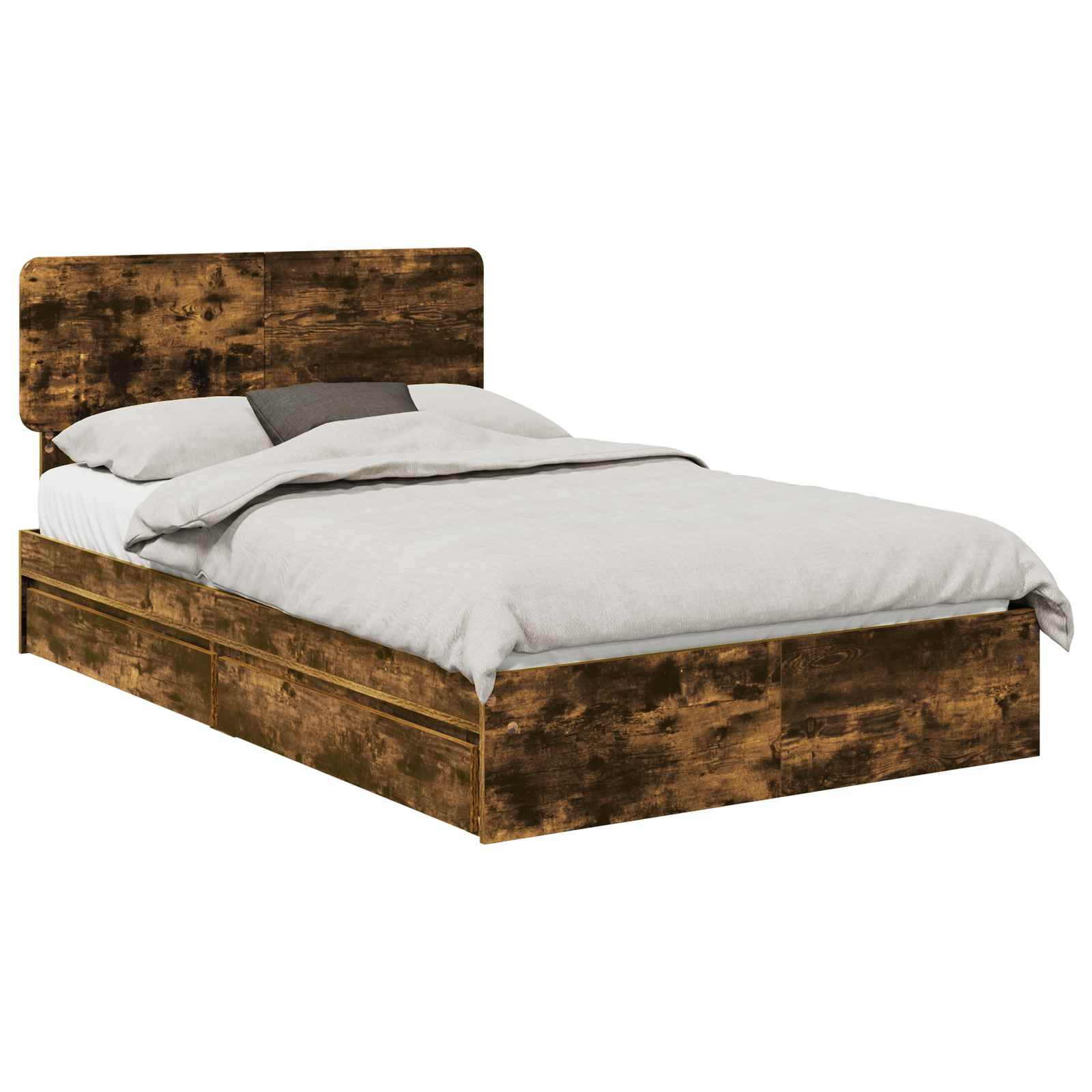 Letto con Contenitore con testiera Rovere fumé 135 x 190 cm | homemem39