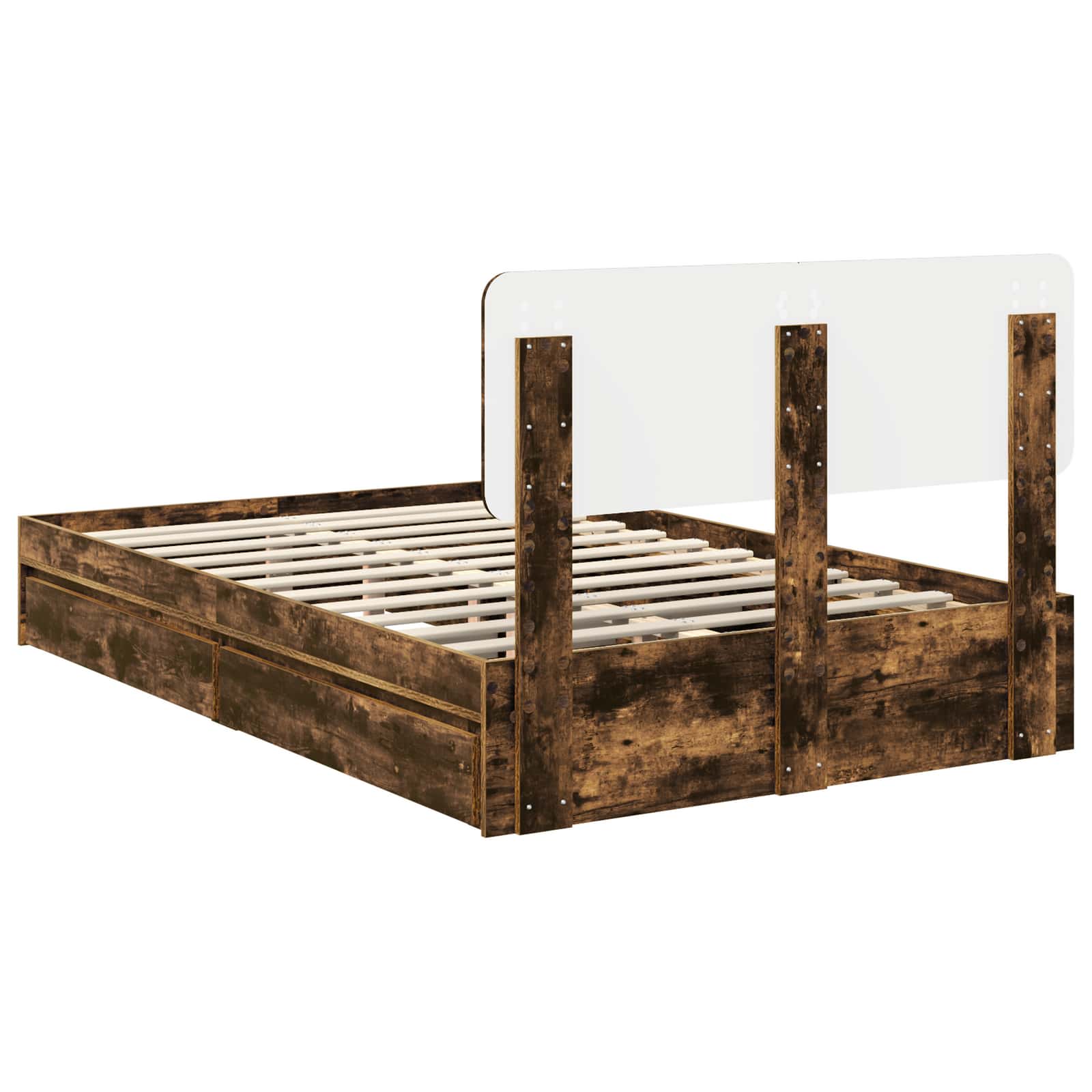 Letto con Contenitore con testiera Rovere fumé 135 x 190 cm | homemem39