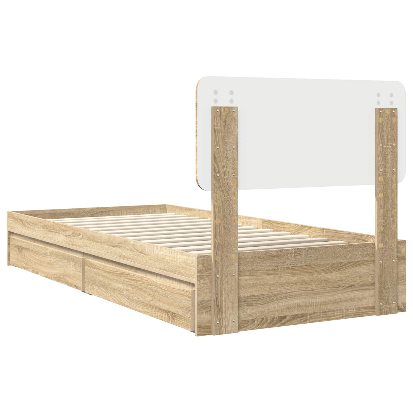 Letto con Contenitore con testiera Rovere Sonoma 100 x 200 cm | homemem39