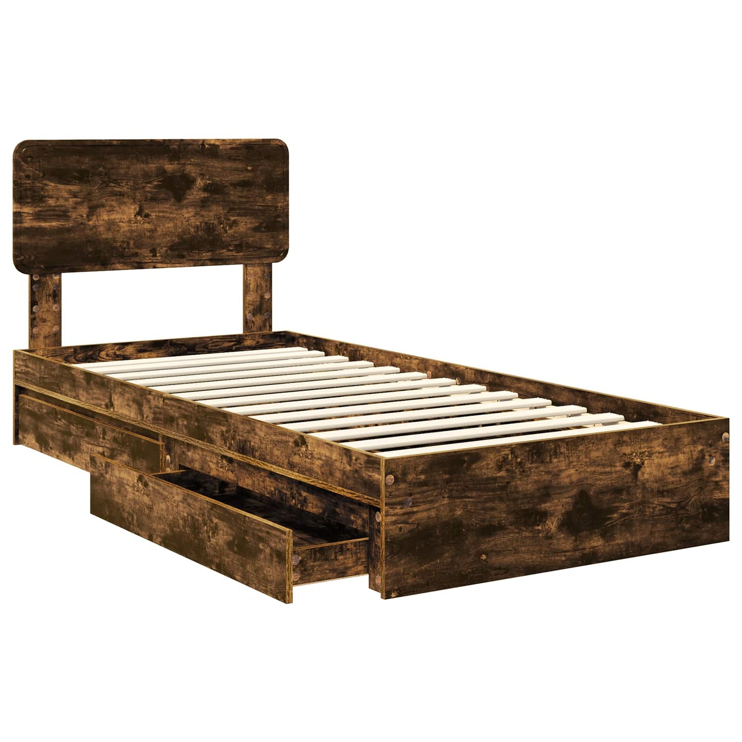 Letto con Contenitore con testiera Rovere fumé 100 x 200 cm | homemem39