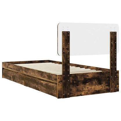 Letto con Contenitore con testiera Rovere fumé 100 x 200 cm | homemem39
