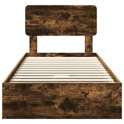 Letto con Contenitore con testiera Rovere fumé 100 x 200 cm | homemem39