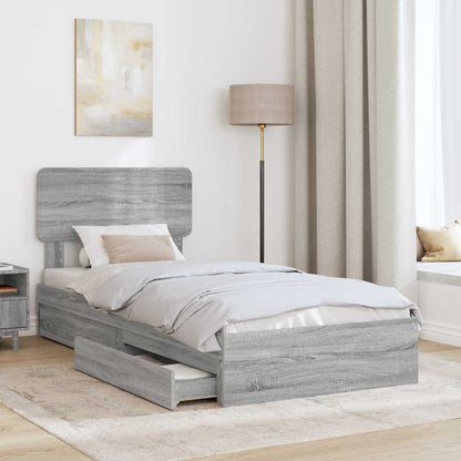 Letto con Contenitore con testiera Grigio Sonoma 100 x 200 cm | homemem39