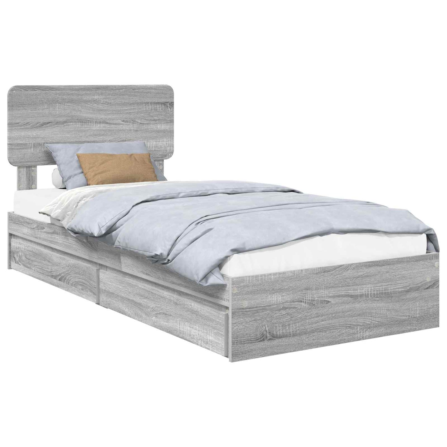 Letto con Contenitore con testiera Grigio Sonoma 100 x 200 cm | homemem39