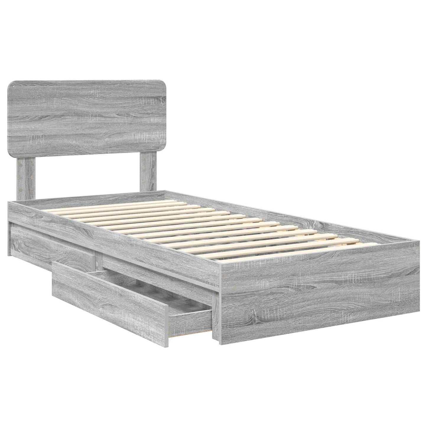 Letto con Contenitore con testiera Grigio Sonoma 100 x 200 cm | homemem39