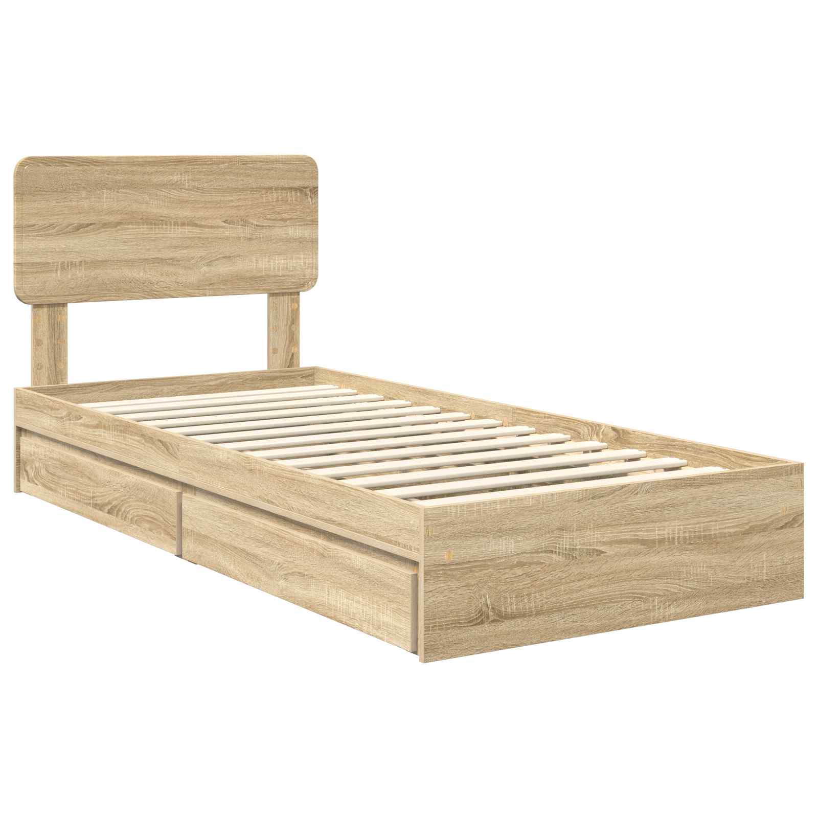 Letto con Contenitore con testiera Rovere Sonoma 90 x 200 cm | homemem39