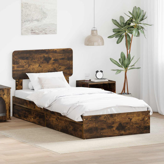 Letto con Contenitore Rovere fumé 90 x 200 cm Legno multistrato | homemem39