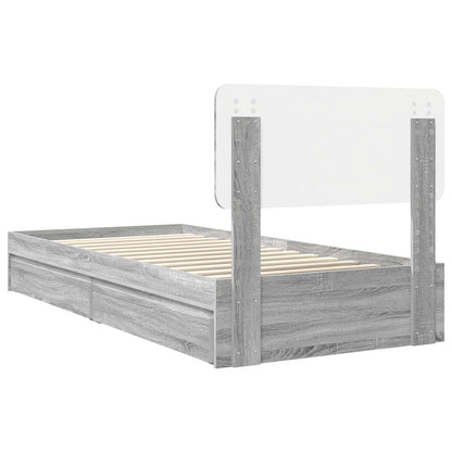 Letto con Contenitore con testiera Grigio Sonoma 90 x 200 cm | homemem39
