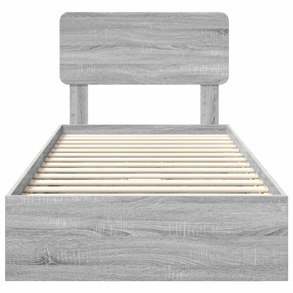 Letto con Contenitore con testiera Grigio Sonoma 90 x 200 cm | homemem39