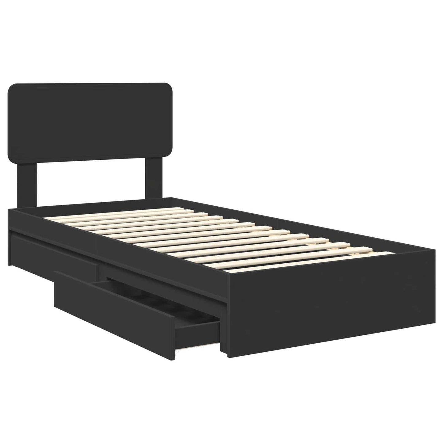 Letto con Contenitore Nero 90 x 190 cm Legno multistrato | homemem39