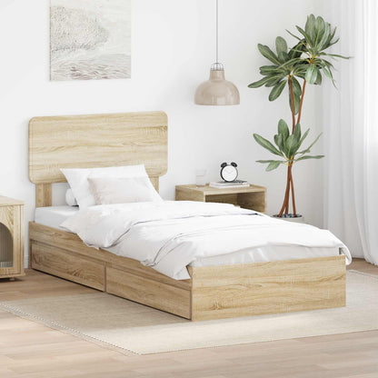 Letto con Contenitore con testiera Rovere Sonoma 90 x 190 cm | homemem39