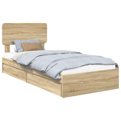 Letto con Contenitore con testiera Rovere Sonoma 90 x 190 cm | homemem39