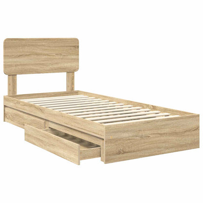 Letto con Contenitore con testiera Rovere Sonoma 90 x 190 cm | homemem39