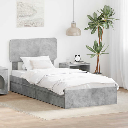 Letto con Contenitore con testiera Grigio cemento 90 x 190 cm | homemem39