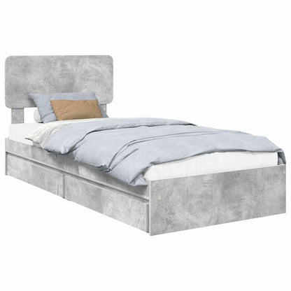 Letto con Contenitore con testiera Grigio cemento 90 x 190 cm | homemem39