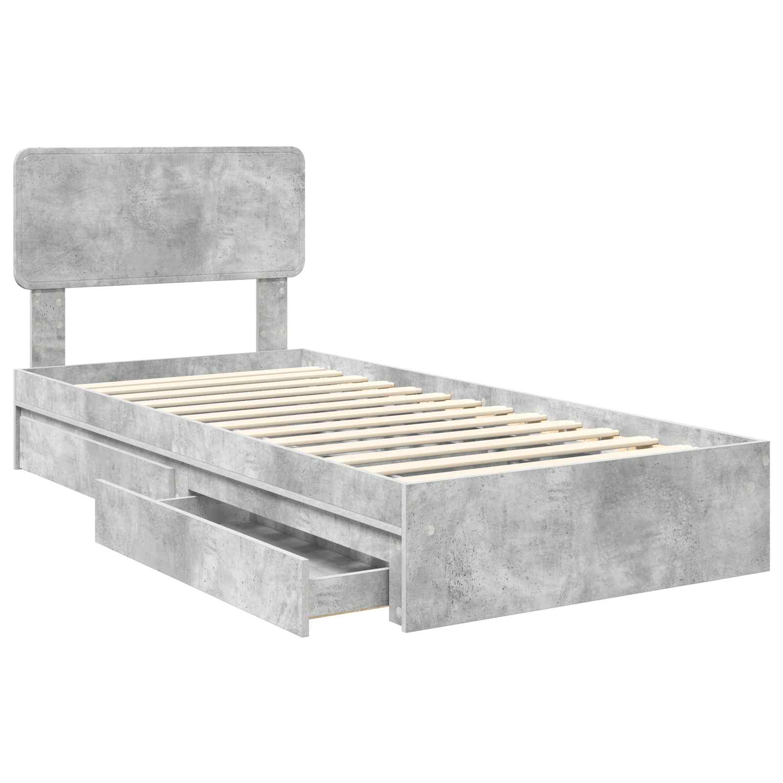 Letto con Contenitore con testiera Grigio cemento 90 x 190 cm | homemem39
