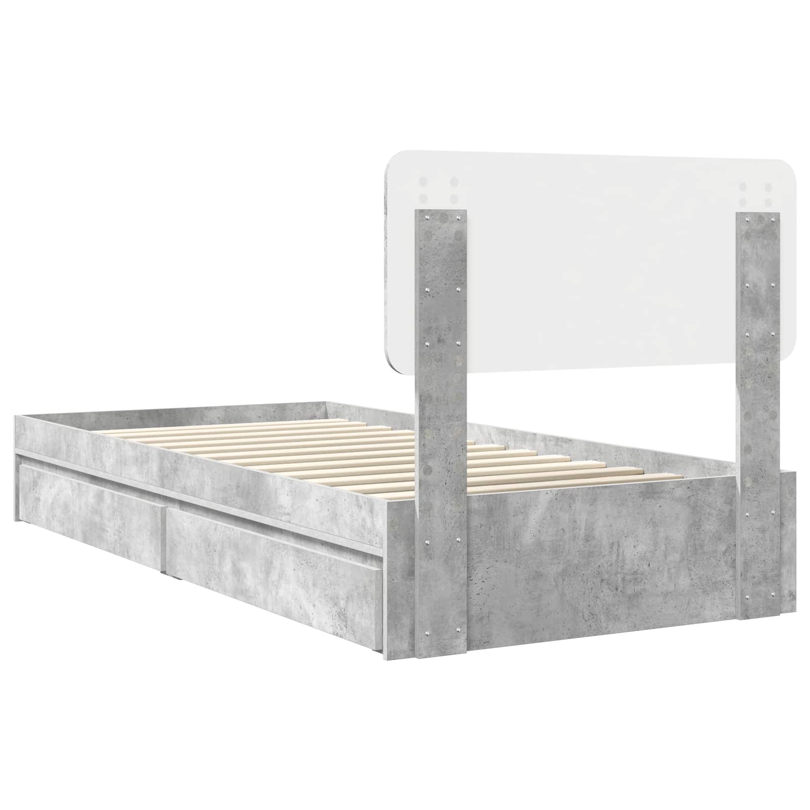 Letto con Contenitore con testiera Grigio cemento 90 x 190 cm | homemem39