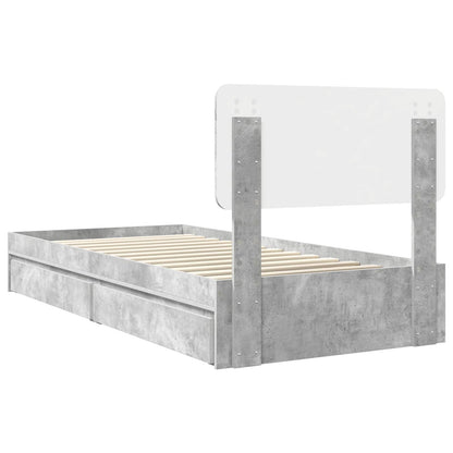 Letto con Contenitore con testiera Grigio cemento 90 x 190 cm | homemem39
