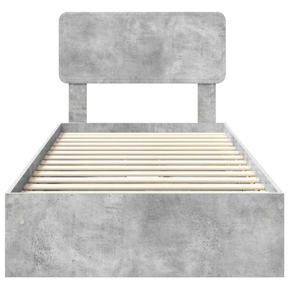 Letto con Contenitore con testiera Grigio cemento 90 x 190 cm | homemem39