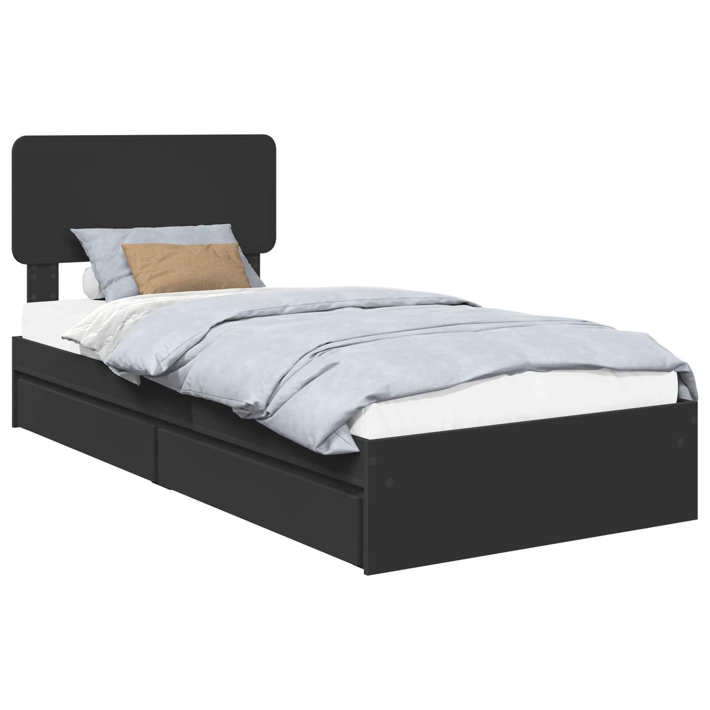 Letto con Contenitore Nero 75 x 190 cm Legno multistrato | homemem39