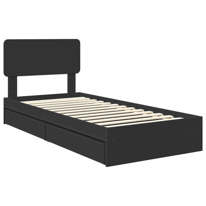Letto con Contenitore Nero 75 x 190 cm Legno multistrato | homemem39
