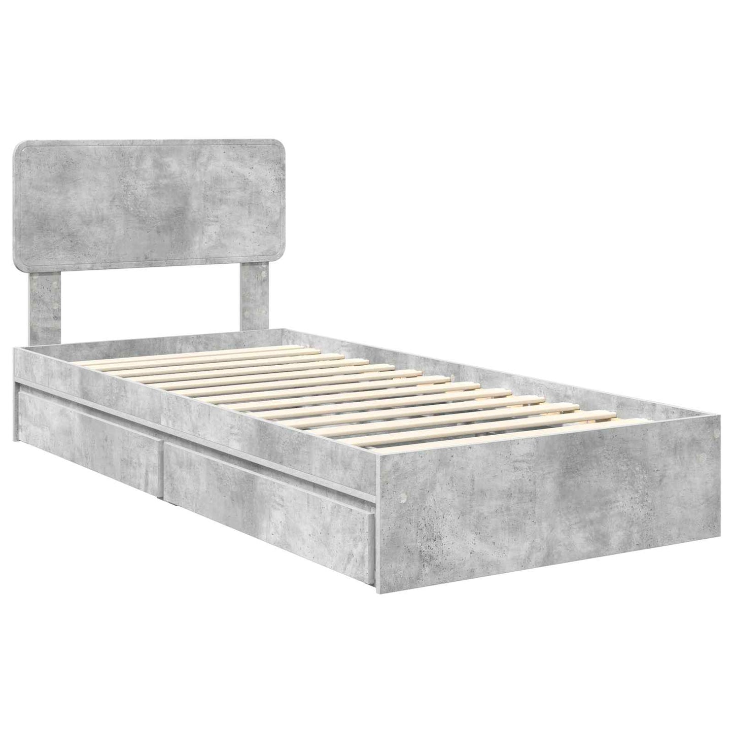 Letto con Contenitore con testiera Grigio cemento 70 x 190 cm | homemem39