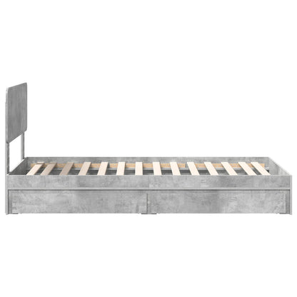 Letto con Contenitore con testiera Grigio cemento 70 x 190 cm | homemem39