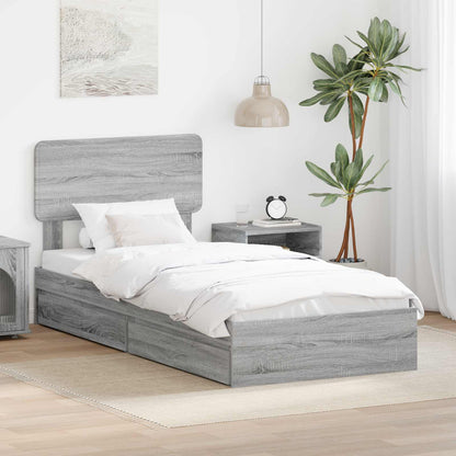 Letto con Contenitore con testiera Grigio Sonoma 75 x 190 cm | homemem39