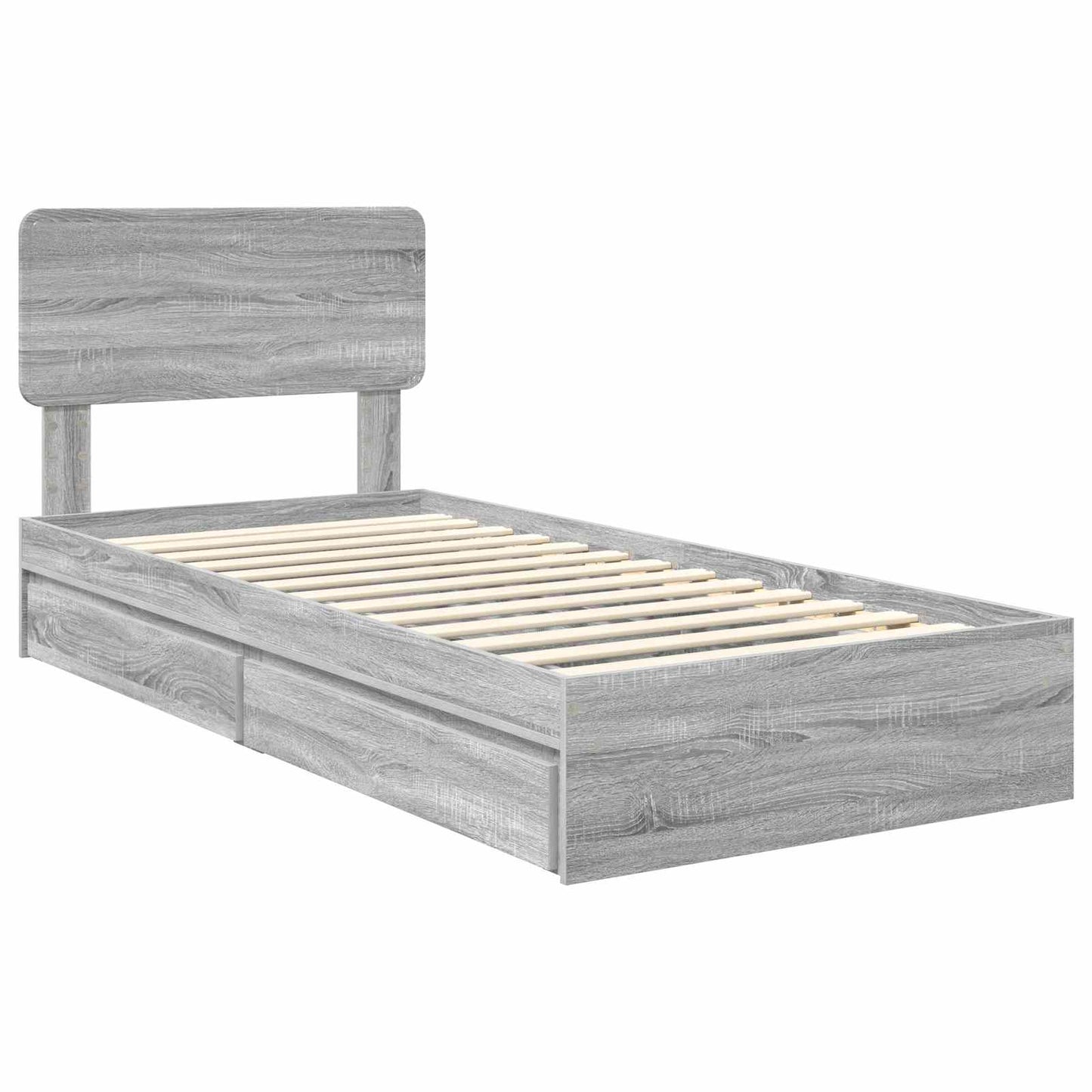 Letto con Contenitore con testiera Grigio Sonoma 75 x 190 cm | homemem39